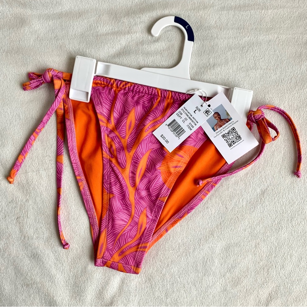 Liberty & Justice Side-Tie Adjustable Coverage Cheeky Bikini Bottom -Size: Large